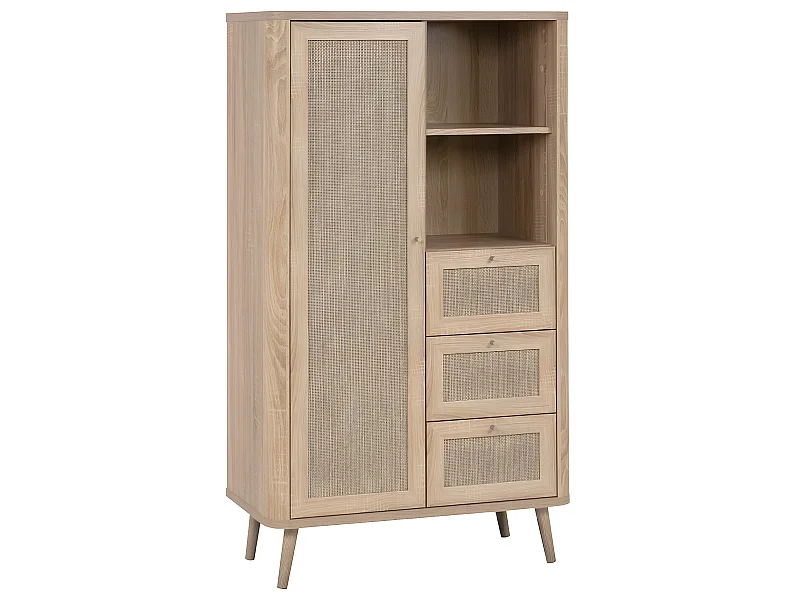 Comò alto a 1 anta e 3 cassetti KUTA - H141 cm