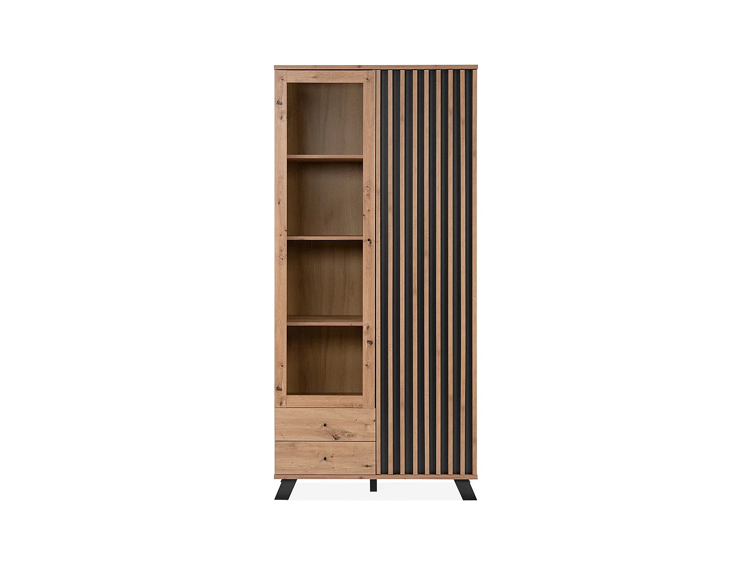 Vaisselier 2 Portes et 2 Tiroirs Décor Chêne L92 cm - LUBLIN