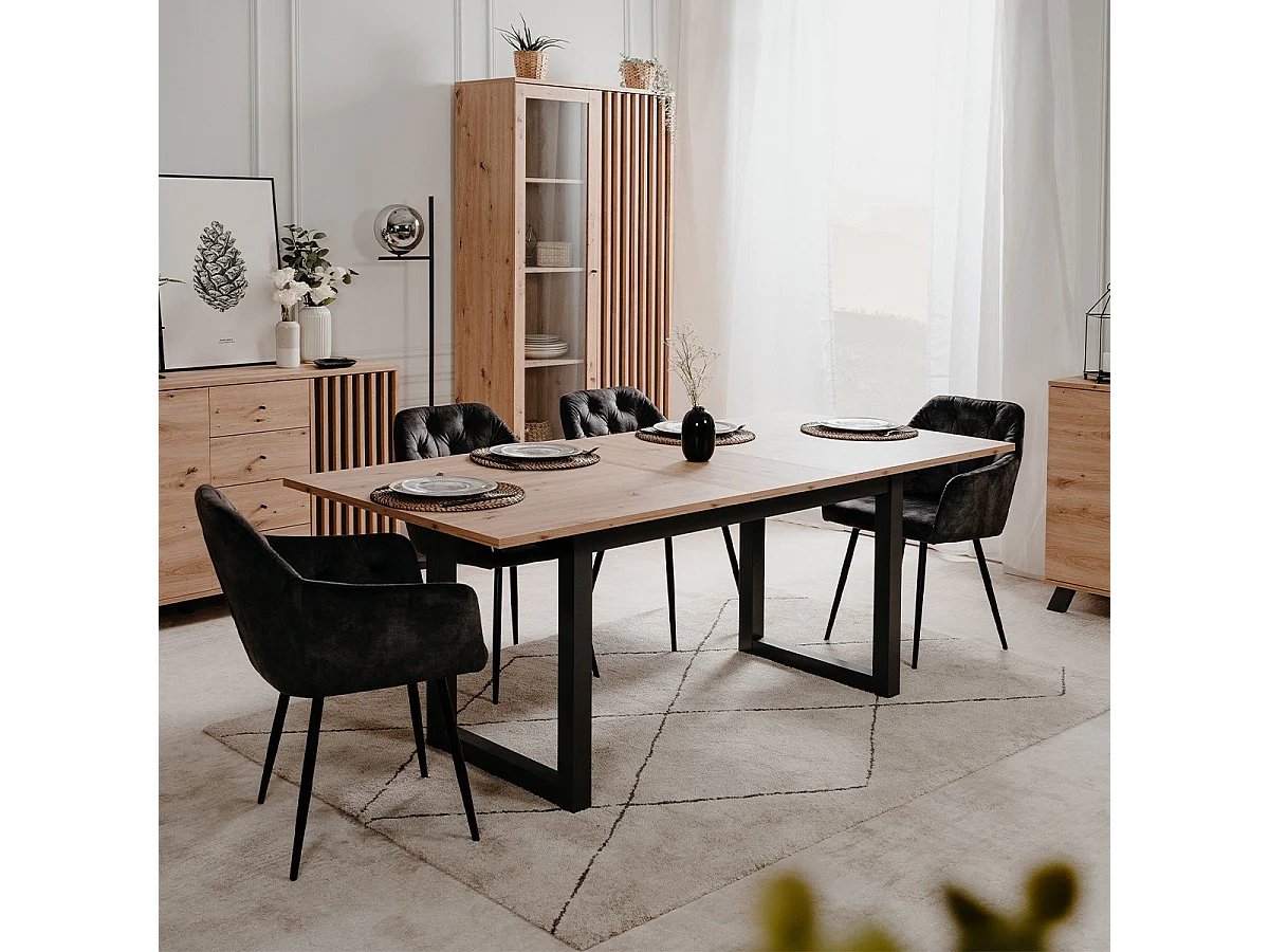 Vaisselier 2 Portes et 2 Tiroirs Décor Chêne L92 cm - LUBLIN