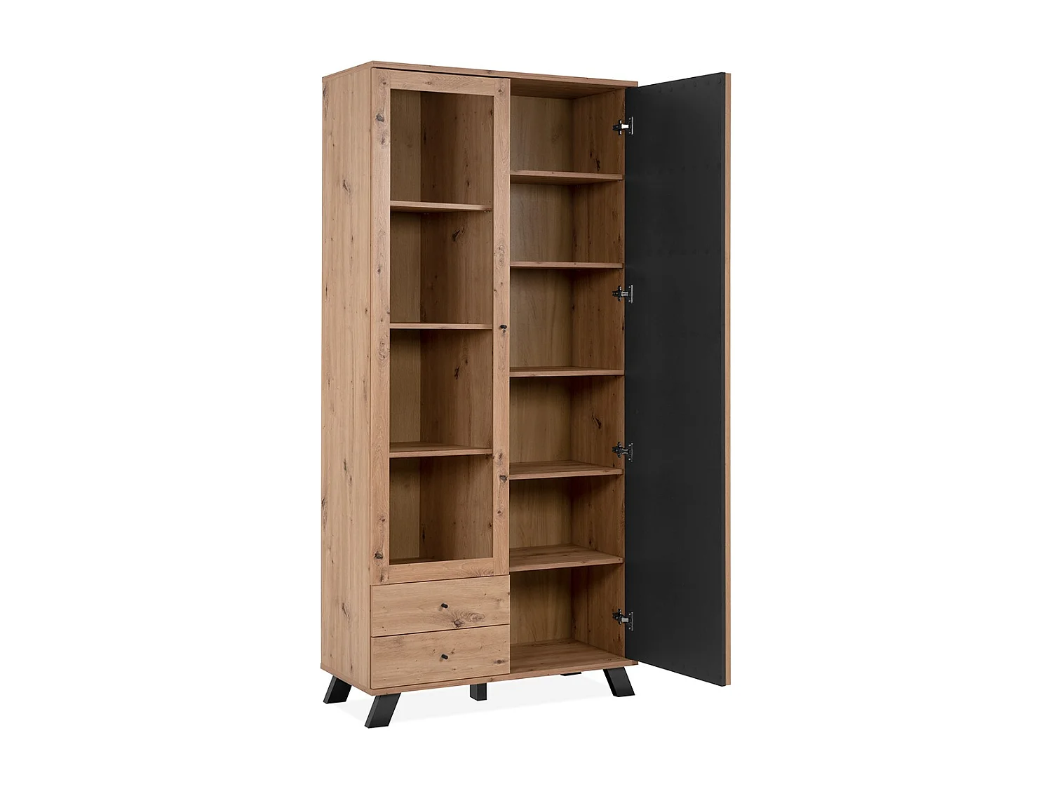 Vaisselier 2 Portes et 2 Tiroirs Décor Chêne L92 cm - LUBLIN