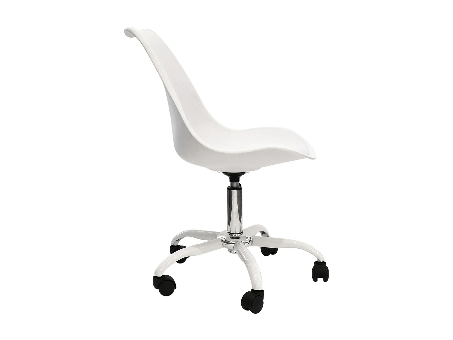 Chaise A Roulettes Kiruna Blanc - Lot De 2 Blanc, Noir, Argent