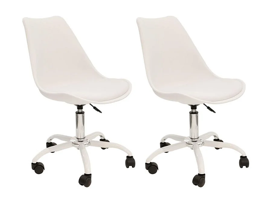 Chaise A Roulettes Kiruna Blanc - Lot De 2 Blanc, Noir, Argent
