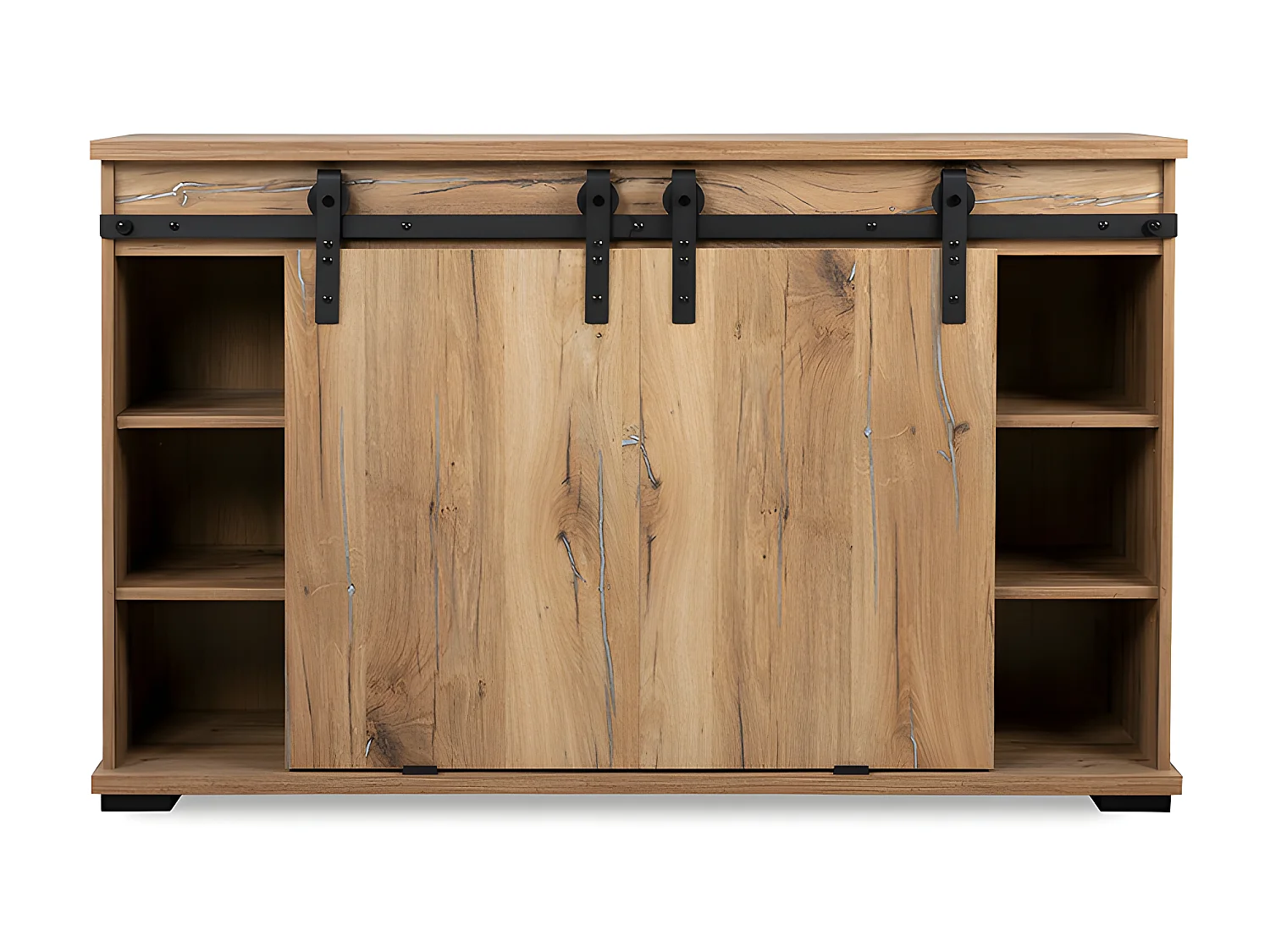 Buffet 2 portes coulissantes 3 tiroirs 140 cm Manzano