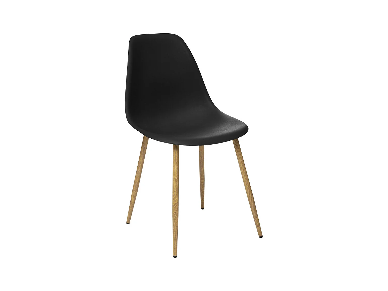 Chaise de table Assise Noire et pieds en fer façon Chêne