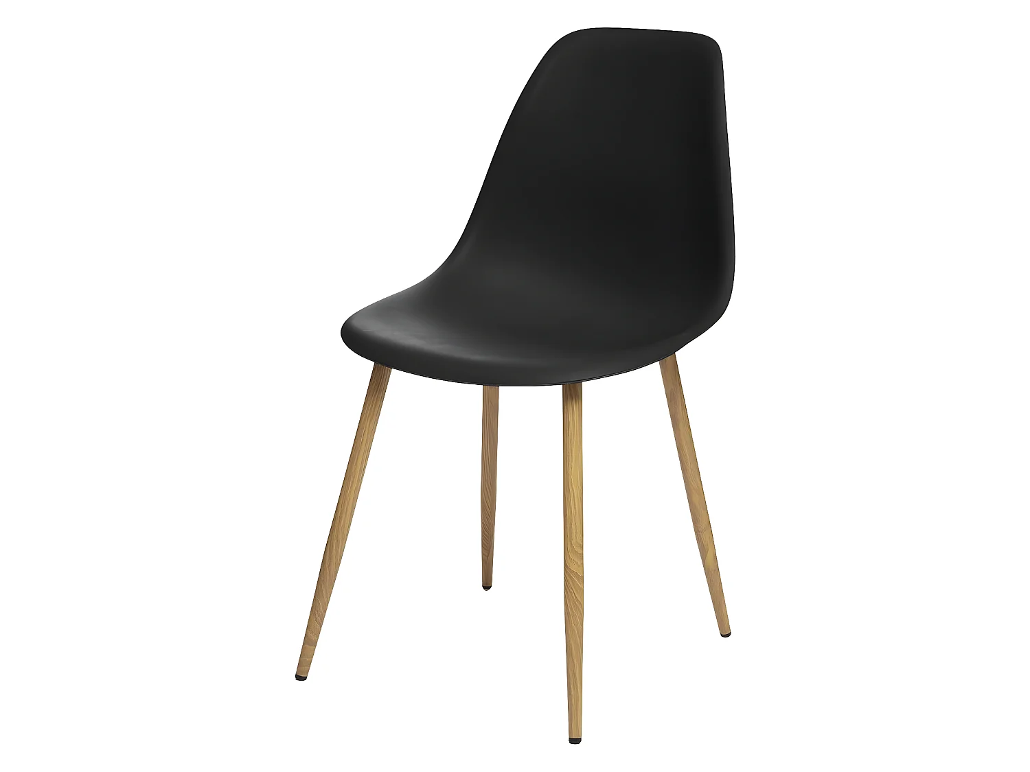 Chaise de table Assise Noire et pieds en fer façon Chêne