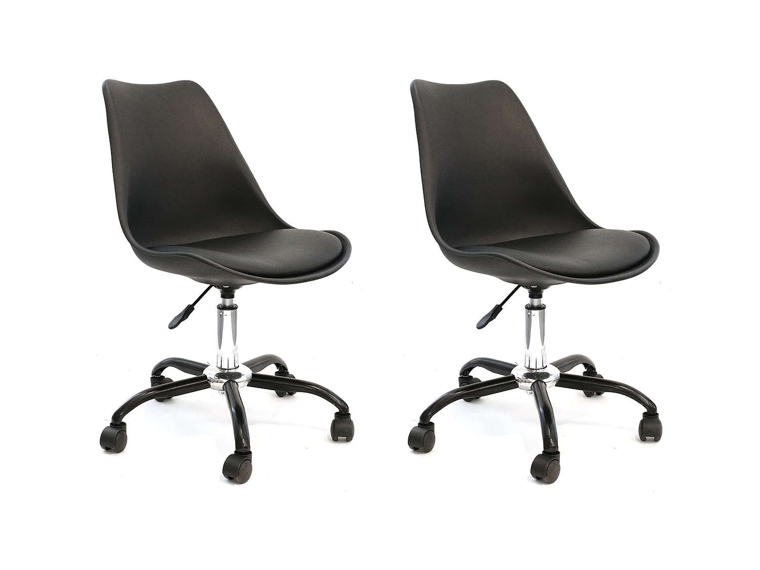 Chaise A Roulettes Kiruna Noir - Lot De 2 Noir, Argent