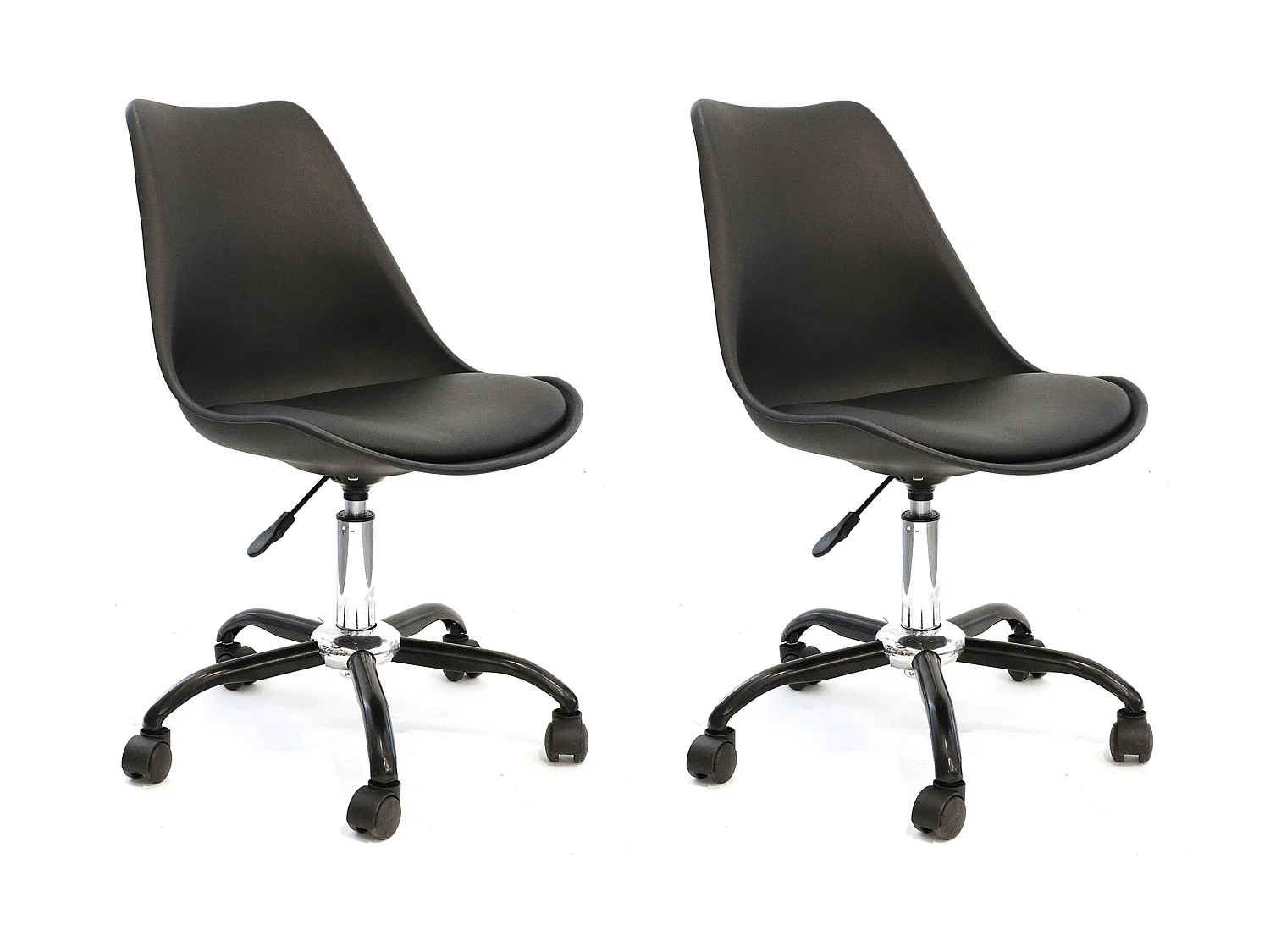 Chaise A Roulettes Kiruna Noir - Lot De 2 Noir, Argent