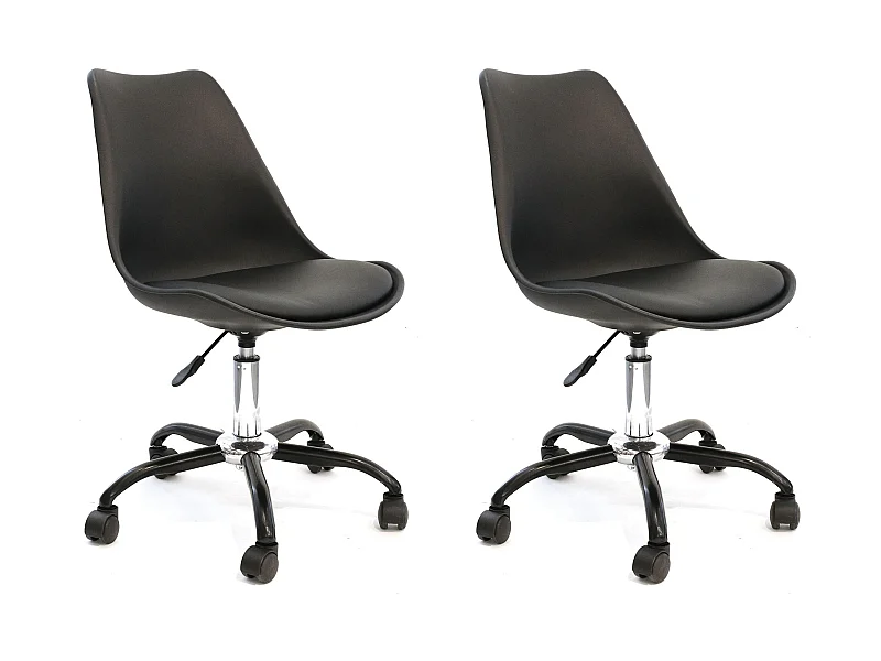 Chaise A Roulettes Kiruna Noir - Lot De 2 Noir, Argent