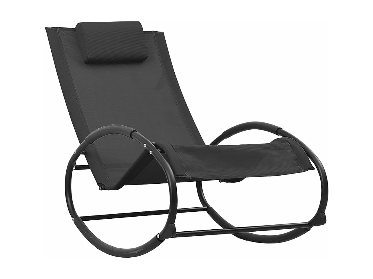 Espreguiçadeira espreguiçadeira para banhos de sol cama de jardim terraço móveis de exterior com almofada de aço e textilene preto 02_0012550