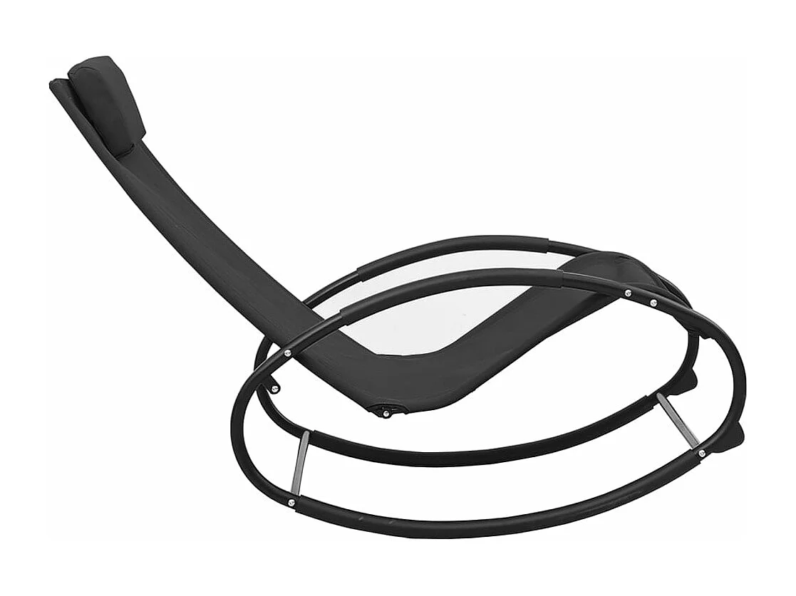 Espreguiçadeira espreguiçadeira para banhos de sol cama de jardim terraço móveis de exterior com almofada de aço e textilene preto 02_0012550