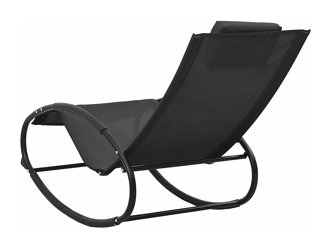 Espreguiçadeira espreguiçadeira para banhos de sol cama de jardim terraço móveis de exterior com almofada de aço e textilene preto 02_0012550