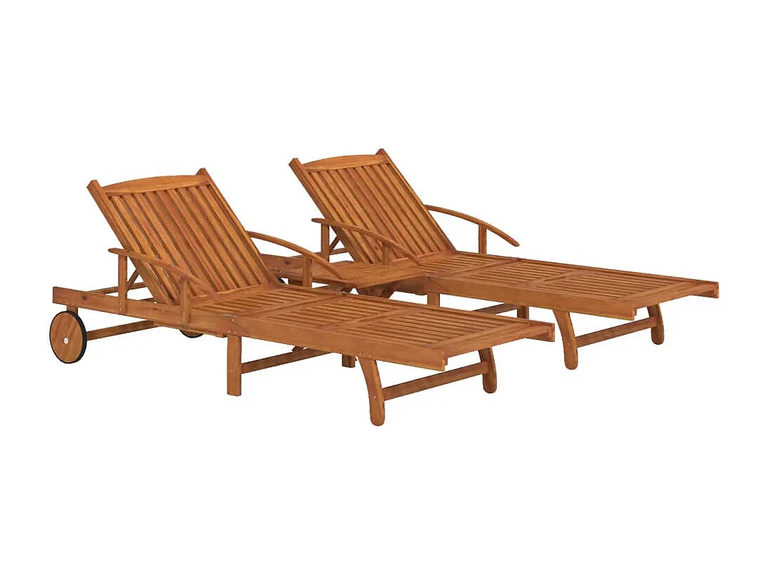 Ensemble de chaises longues bois marron 200 x 68 x 30 cm 02_0011993