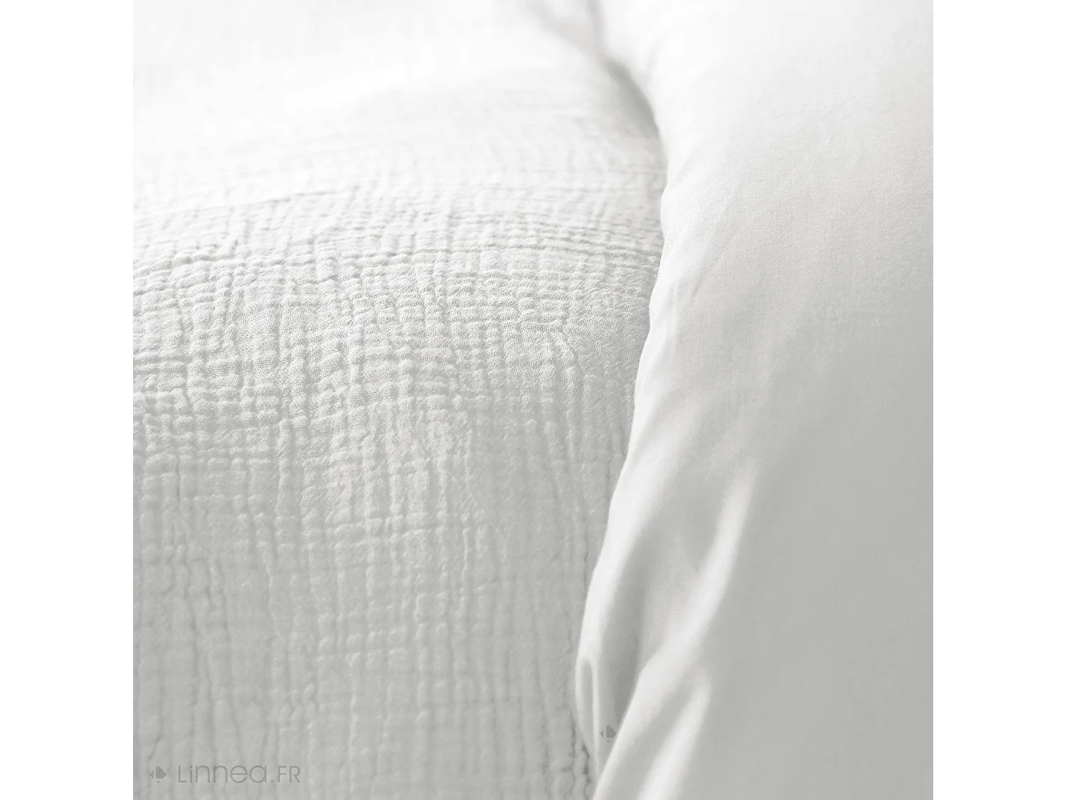 Parure de lit 240x220 cm double gaze de coton GAZGAZ blanc 3 pièces