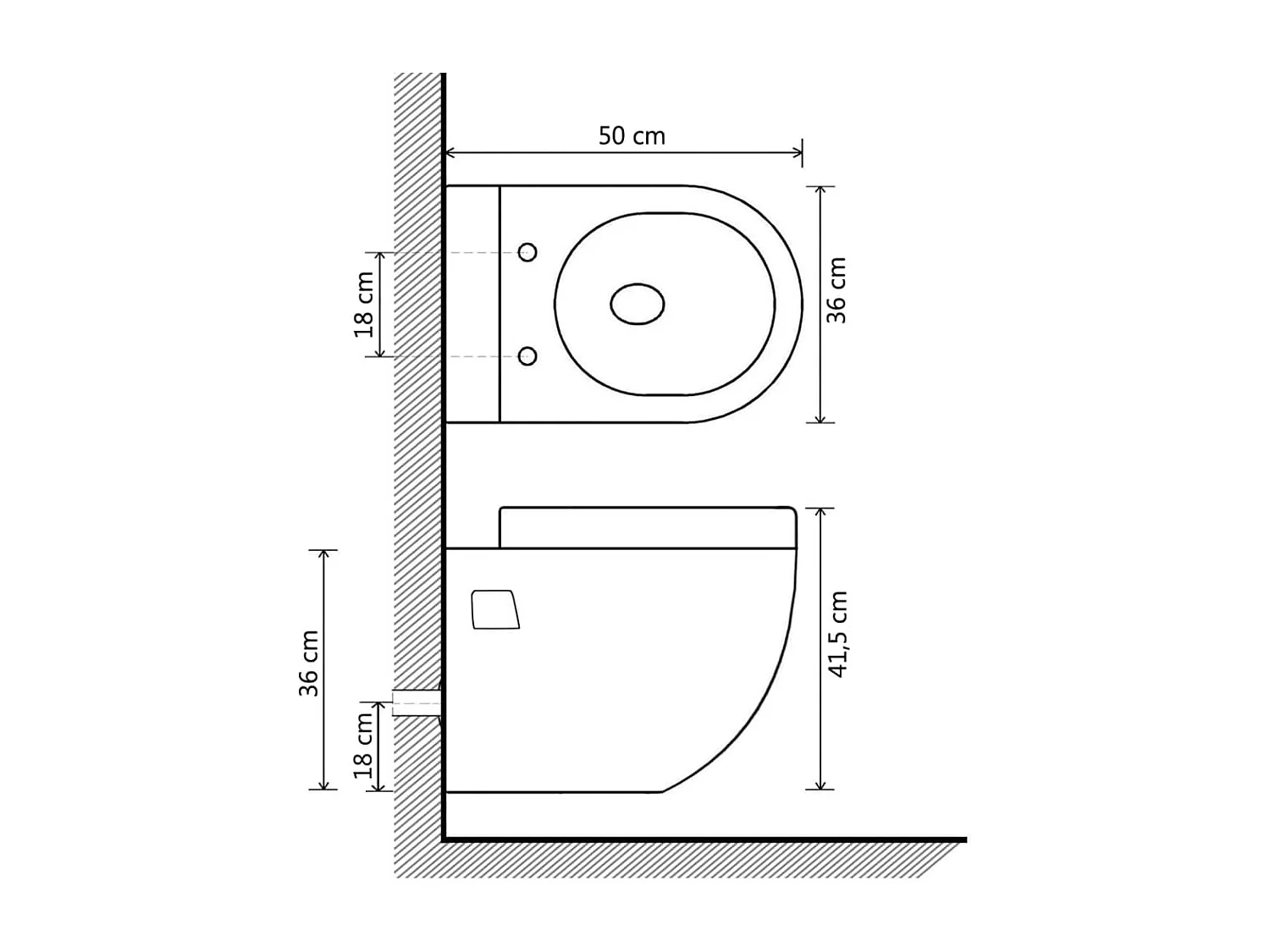 WC suspendu en céramique blanche 36 x 50 x 41.5 cm 02_0003591