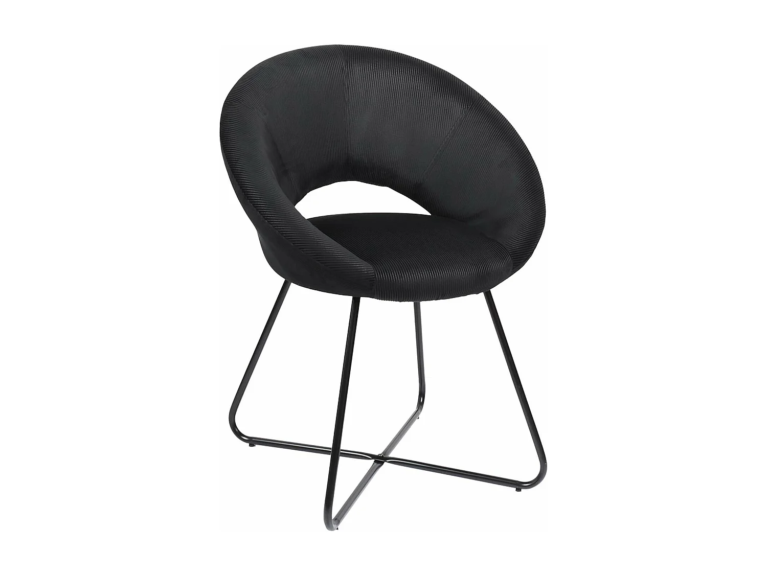 Fauteuil Rond Velours Cotele Giulia Noir Noir