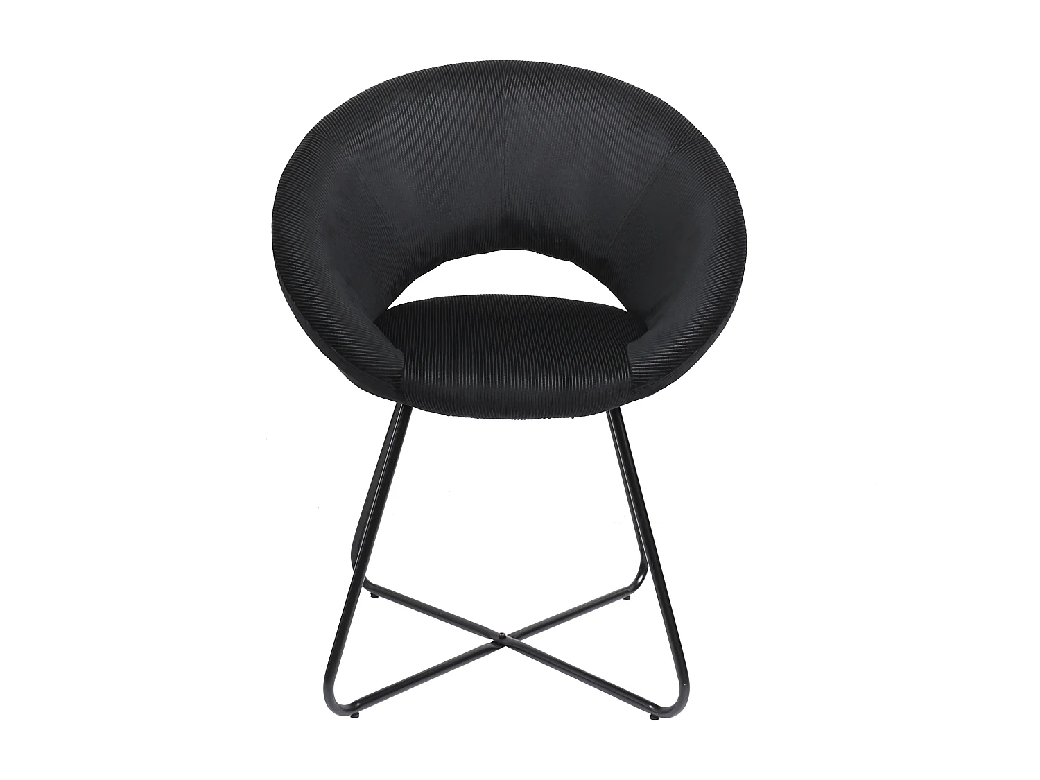Fauteuil Rond Velours Cotele Giulia Noir Noir