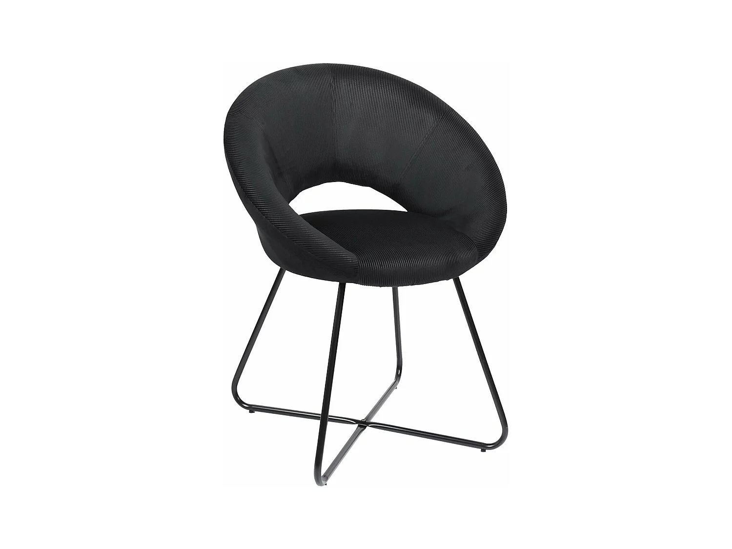 Fauteuil Rond Velours Cotele Giulia Noir Noir