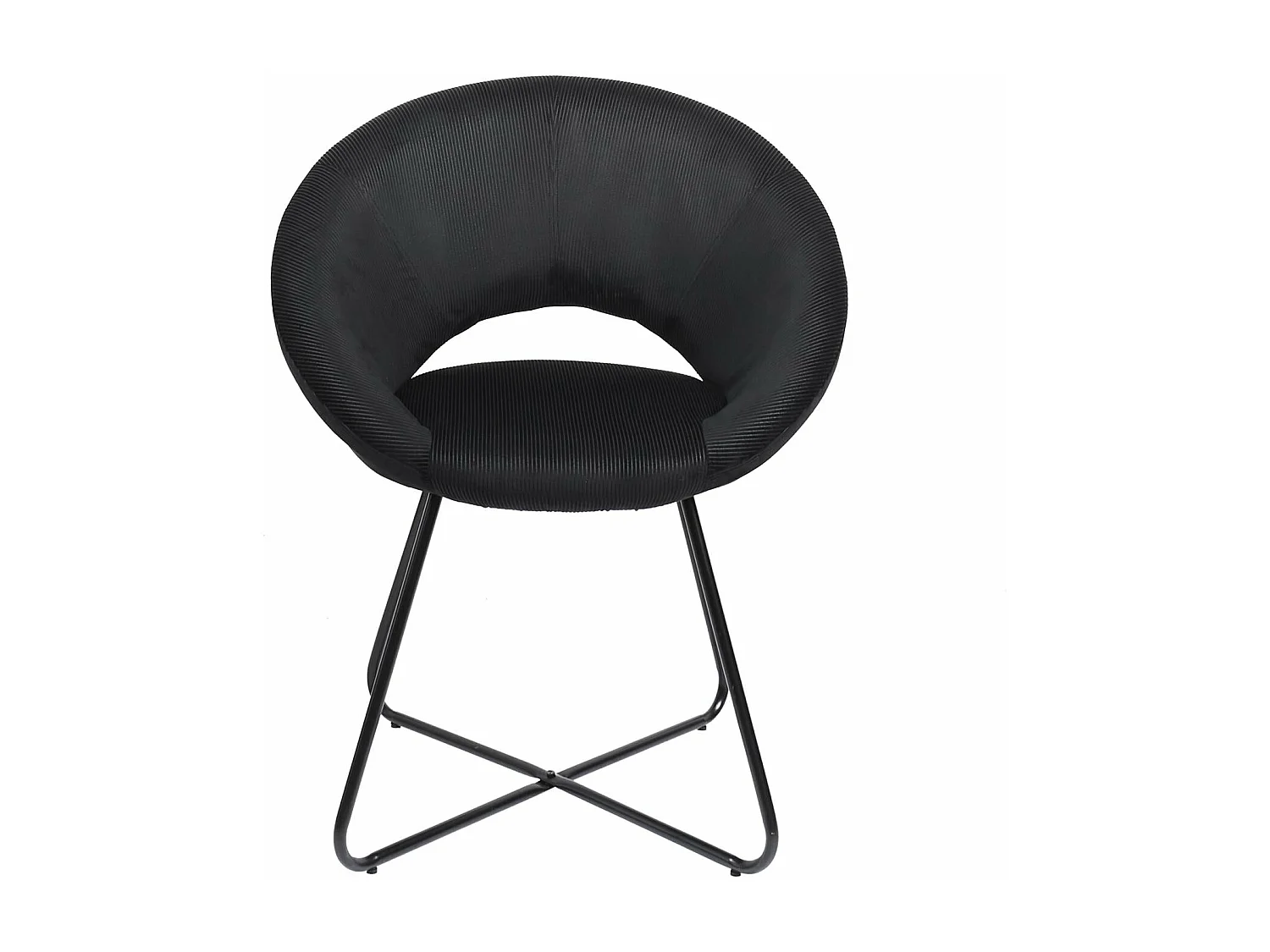 Fauteuil Rond Velours Cotele Giulia Noir Noir