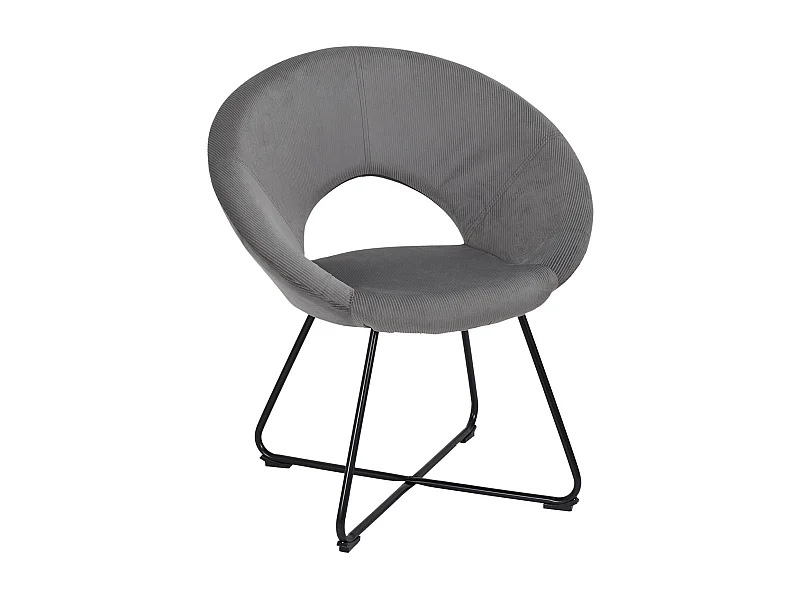 Fauteuil Rond Velours Cotele Giulia Gris Gris