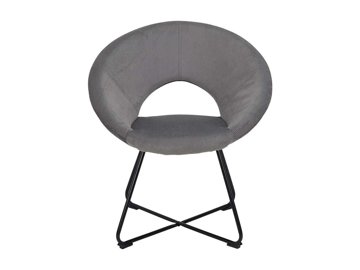 Fauteuil Rond Velours Cotele Giulia Gris Gris