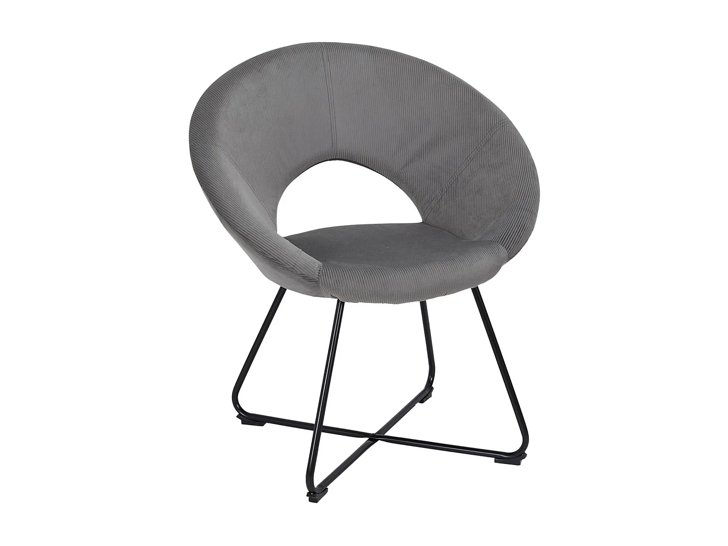 Fauteuil Rond Velours Cotele Giulia Gris Gris