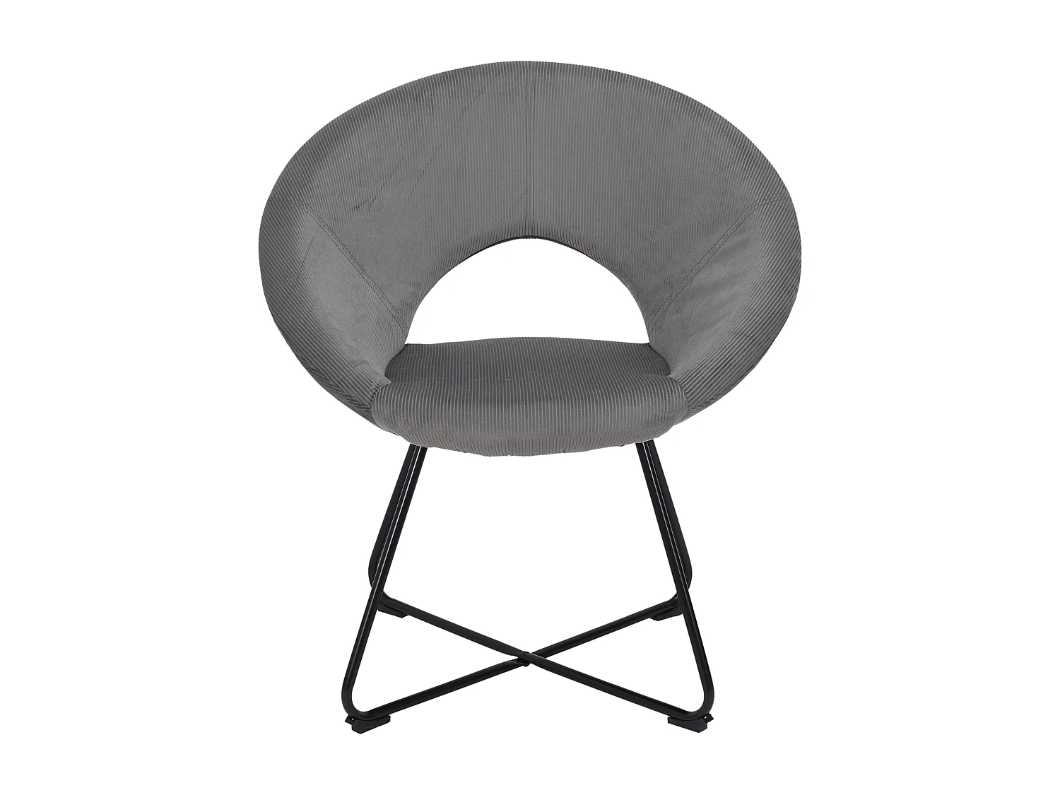 Fauteuil Rond Velours Cotele Giulia Gris Gris