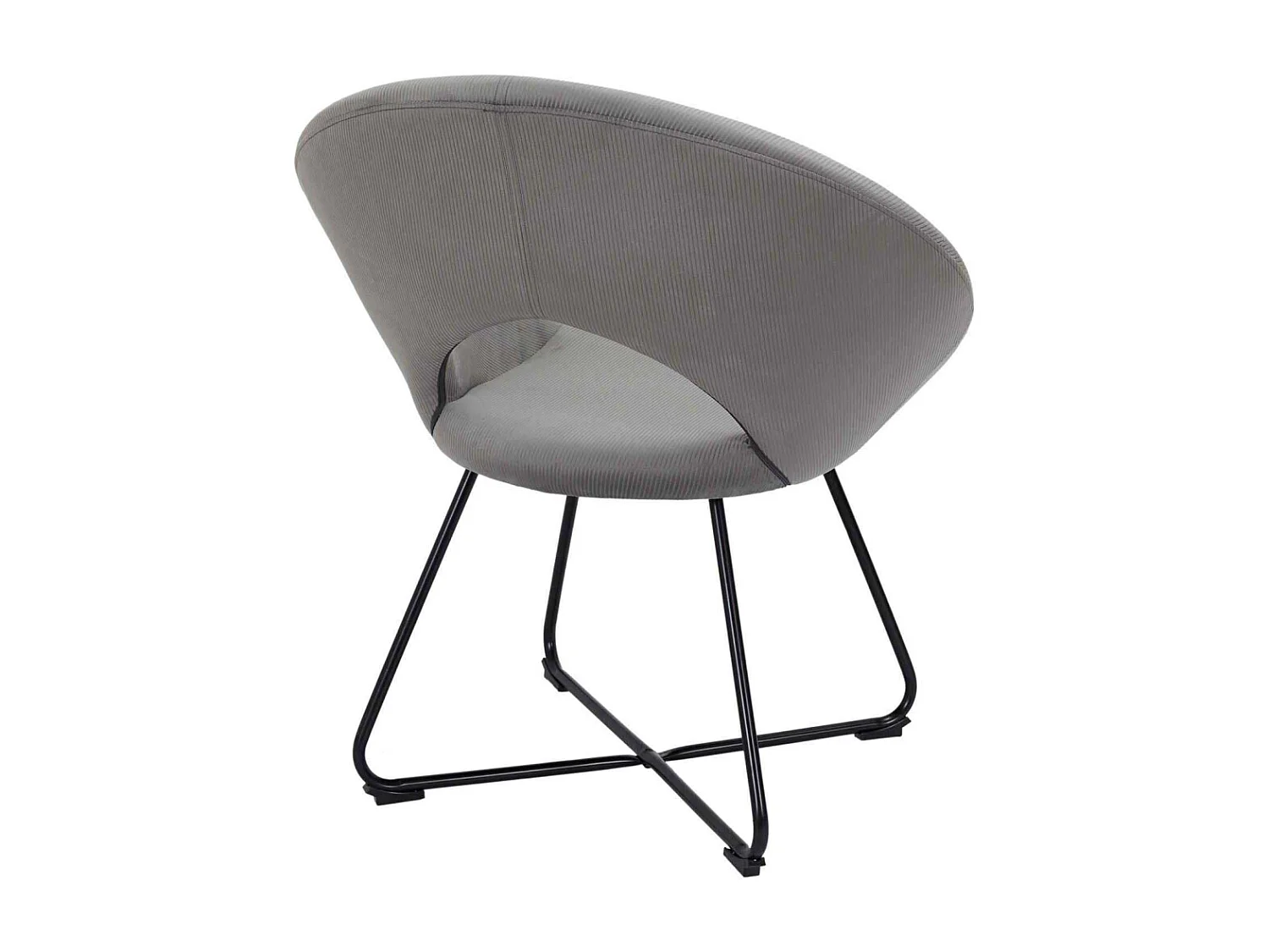 Fauteuil Rond Velours Cotele Giulia Gris Gris