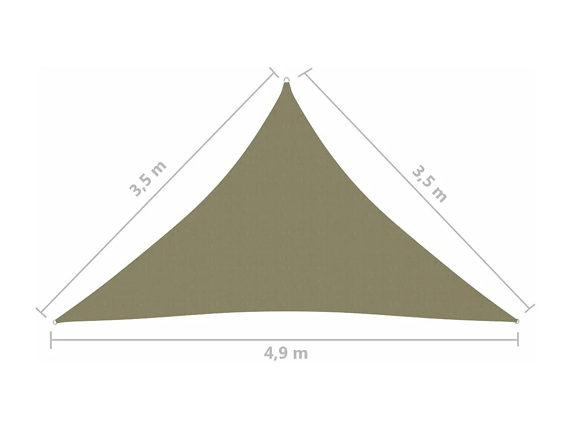 Vela parasole in tessuto Oxford triangolare 3,5 x 3,5 x 4,9 m beige 02_0009804
