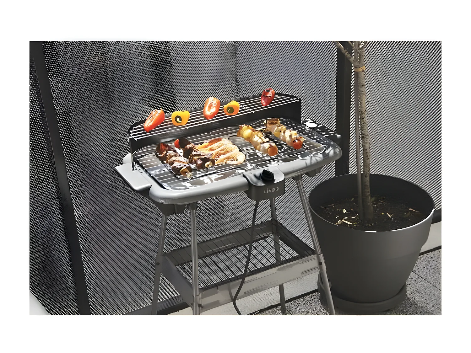 Livoo Barbecue électrique sur pieds 2000w gris - dom297g