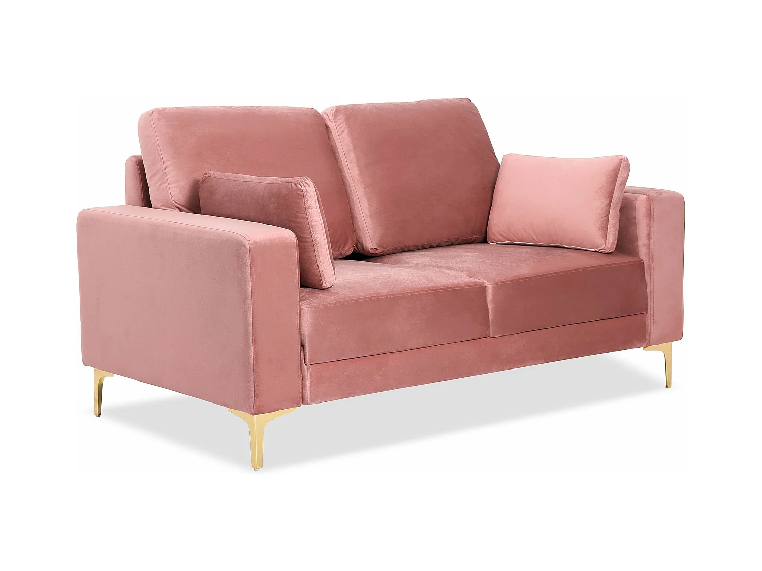 Canapé 2 places moderne pieds dorés Jeriko Velours Rose