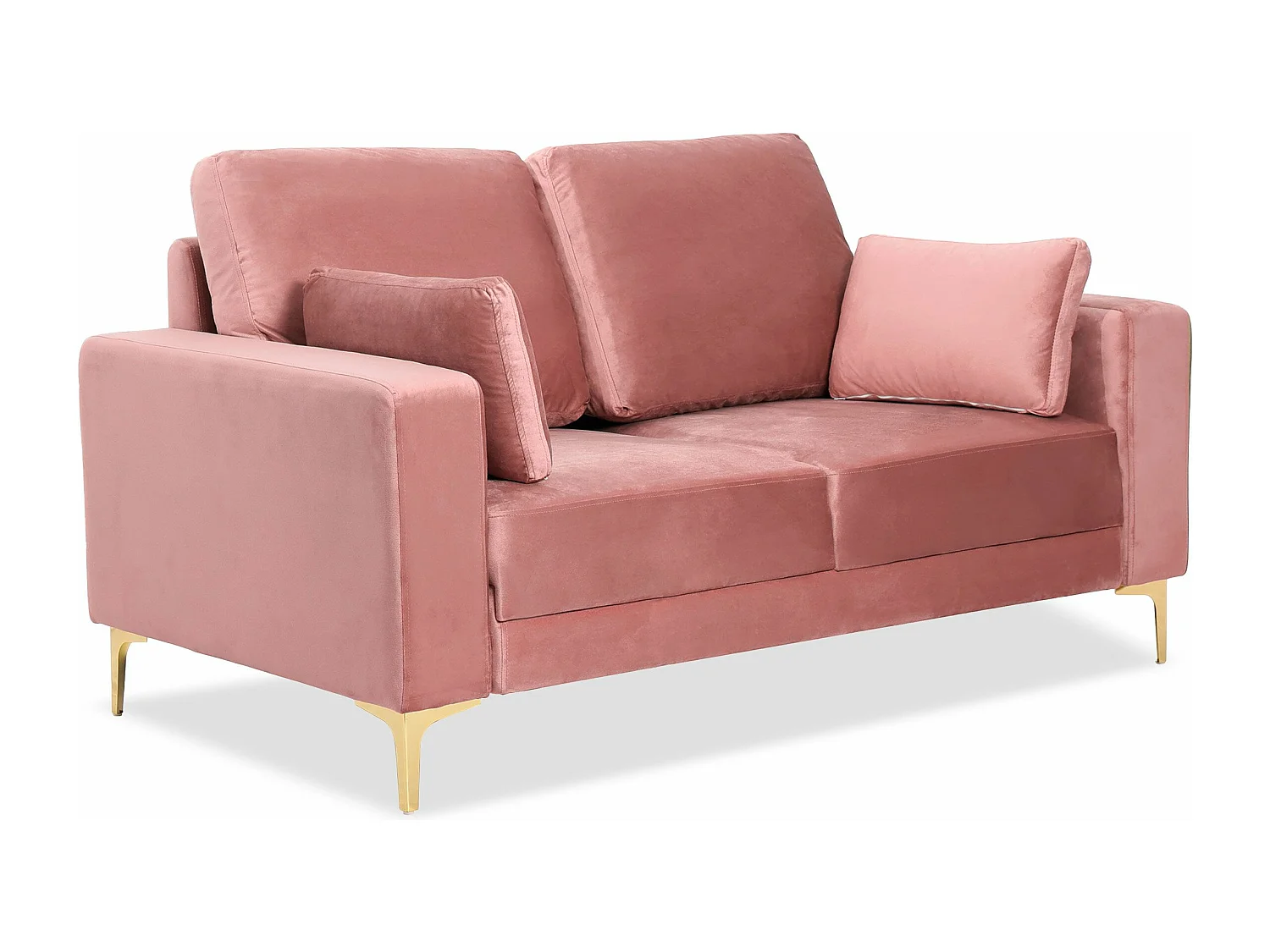 Canapé 2 places moderne pieds dorés Jeriko Velours Rose