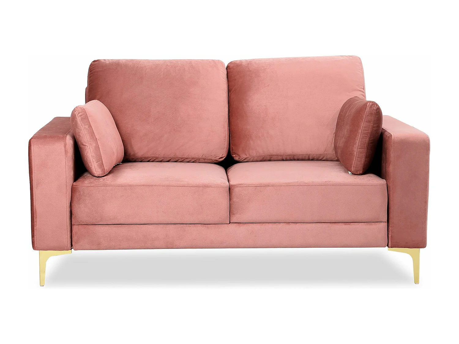 Canapé 2 places moderne pieds dorés Jeriko Velours Rose
