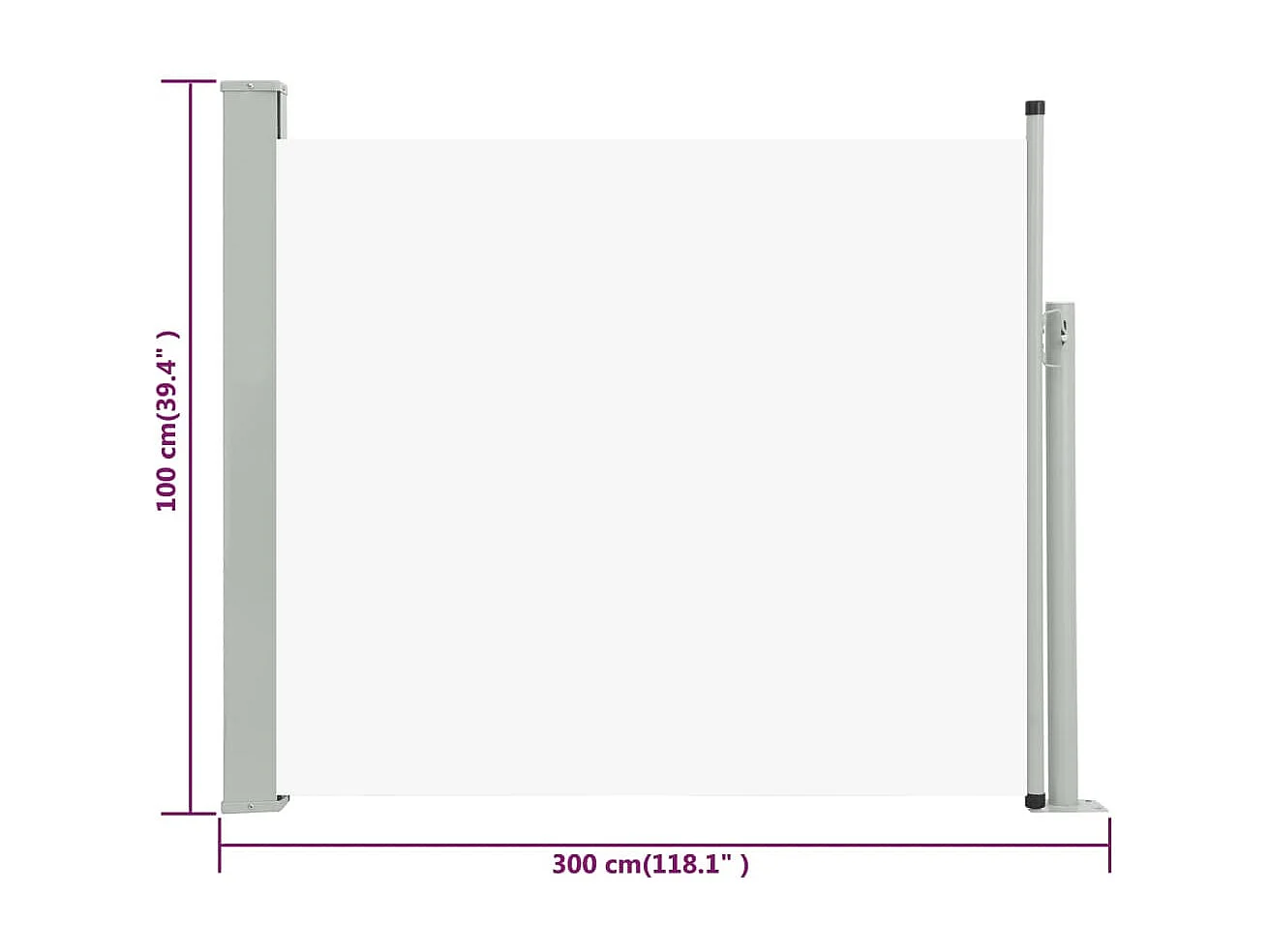 Auvent paravent store brise-vue crème 300 x 300 x 100 cm 02_0007182