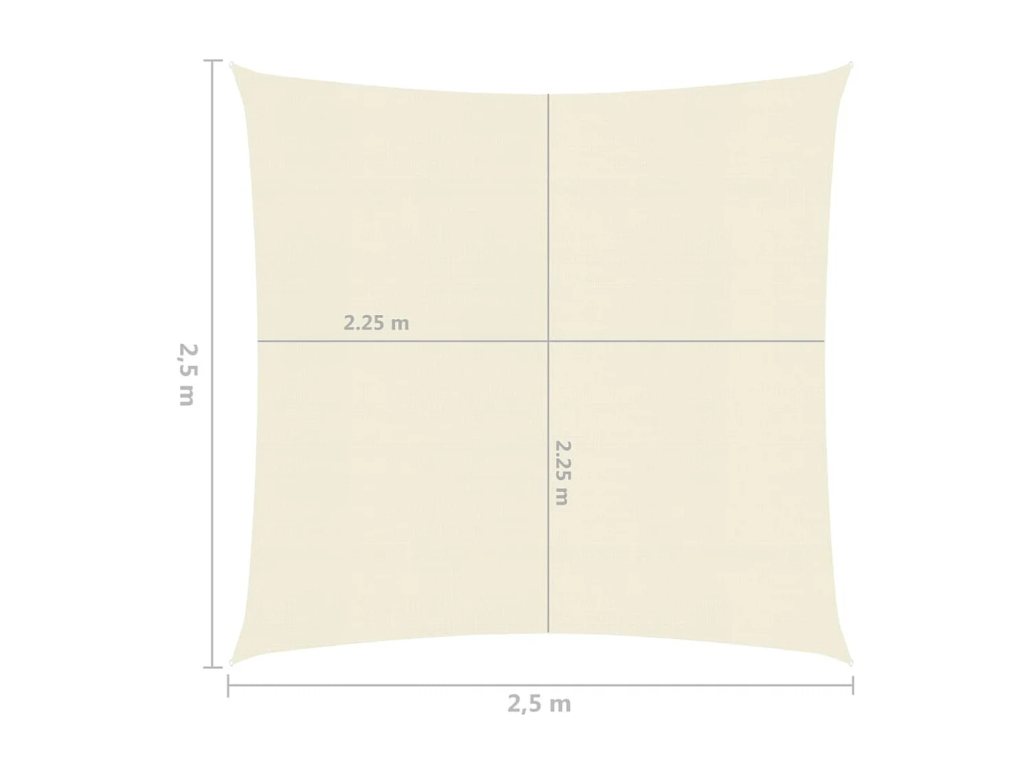 Voile toile d'ombrage parasol crème 250 x 250 x 250 cm 02_0009063