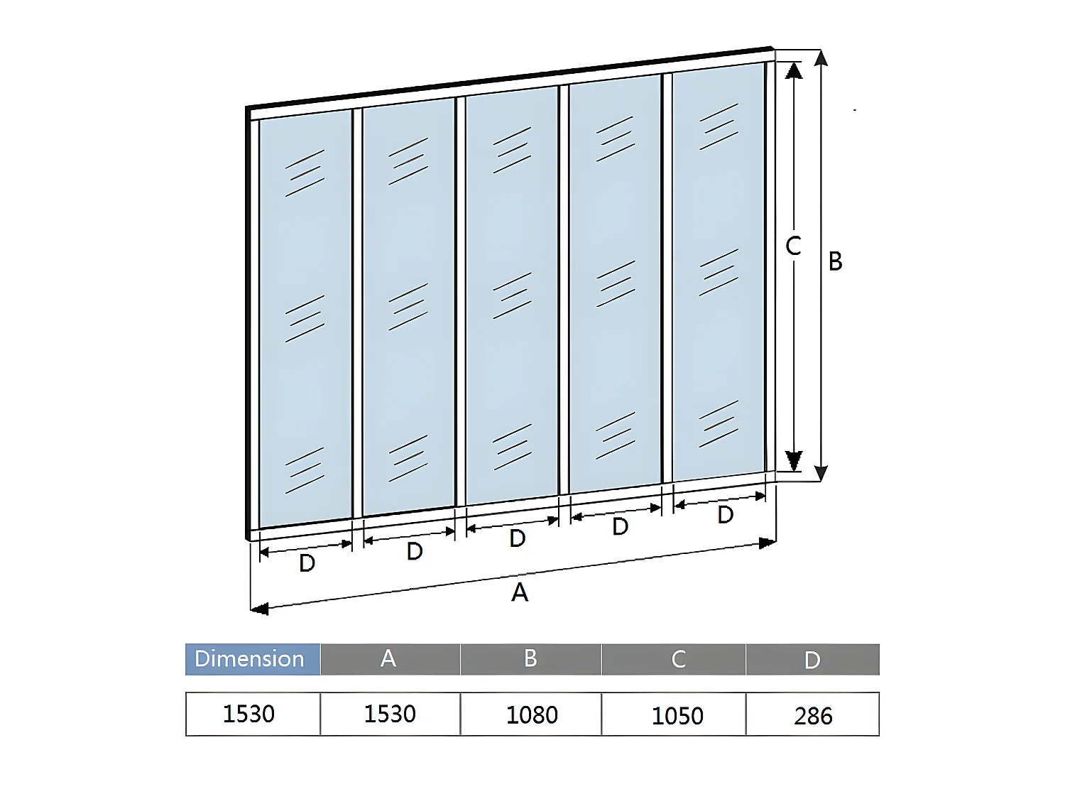 Verrière Atelier en aluminium noir mat - 153x108cm - Noir -5 Vitrages Clairs