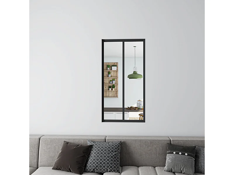 Matzwarte aluminium werkplaatsoverkapping - 63x108cm - Zwart - 2 heldere panelen