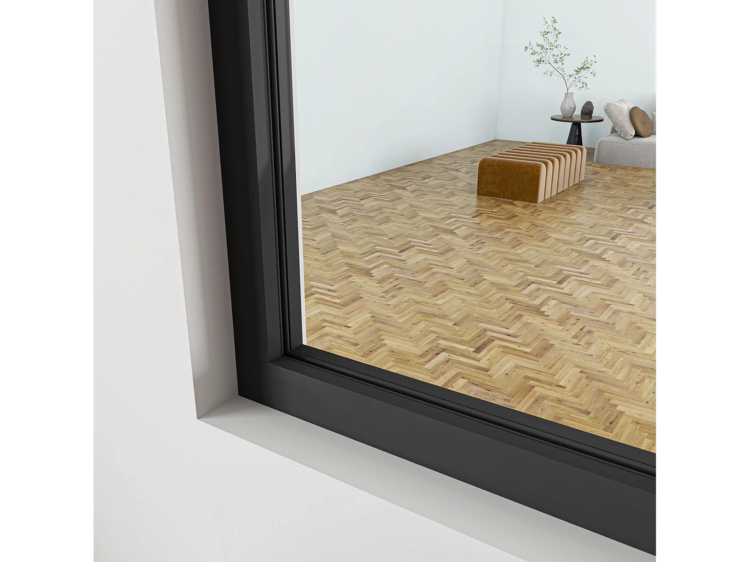 Verrière Atelier en aluminium noir mat - 123x108cm - Noir -4 Vitrages Clairs