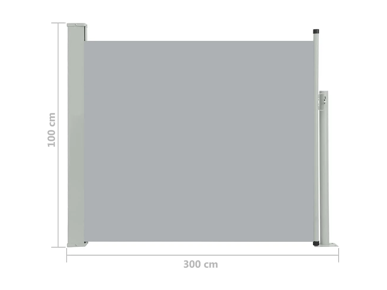 Toldo de protección lateral retráctil para terraza, jardín, terraza, balcón, protección visual, 100 x 300 cm, gris 02_0007183