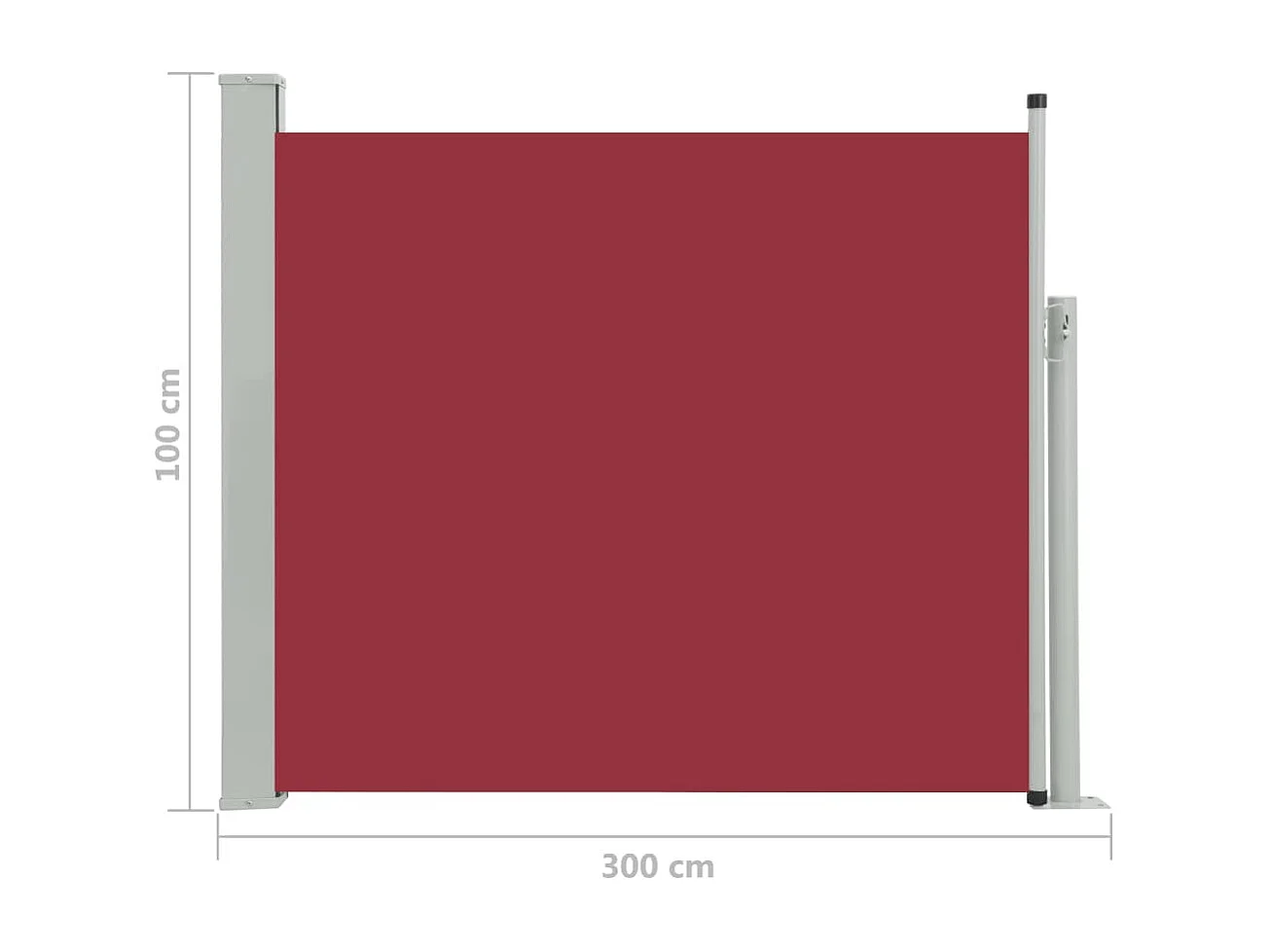 Tenda da sole parasole laterale retrattile per patio giardino terrazza balcone schermo di protezione visiva 100 x 300 cm rosso 02_0007187