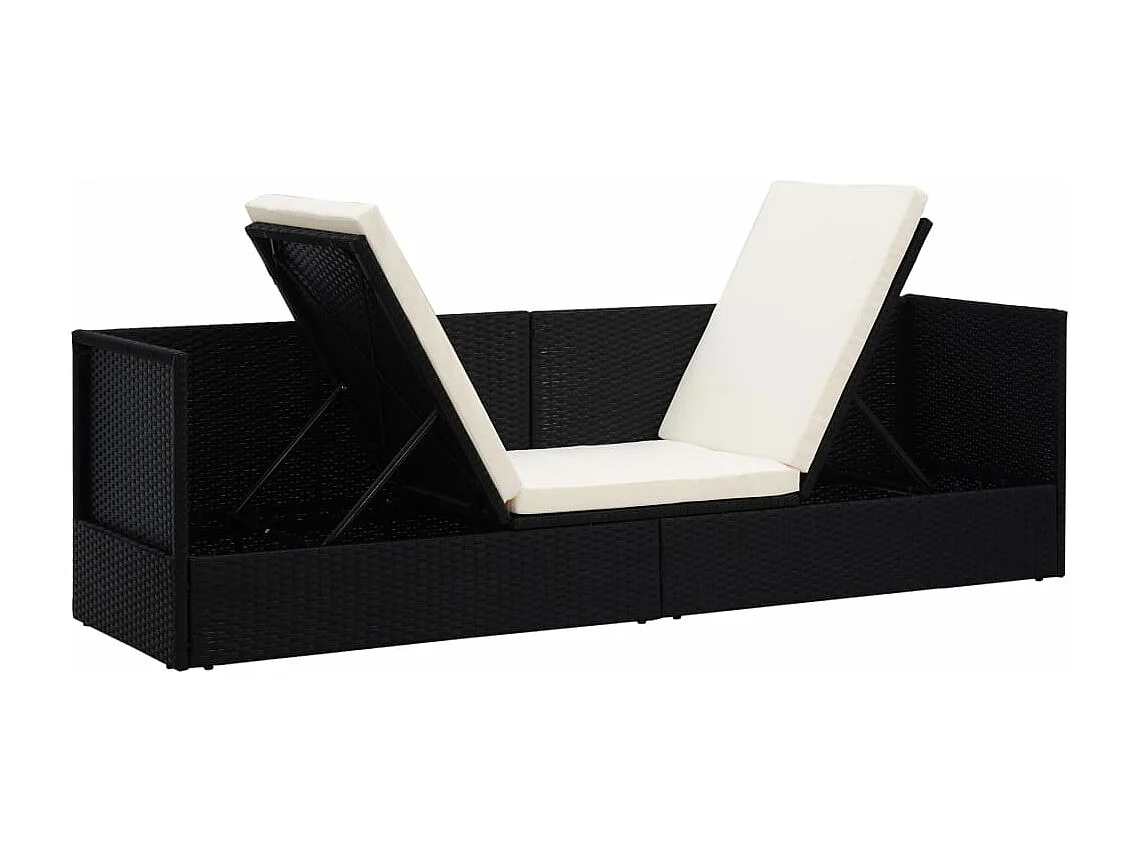 Lit de jardin chaise résine noire 200 x 60 x 58 cm 02_0012001