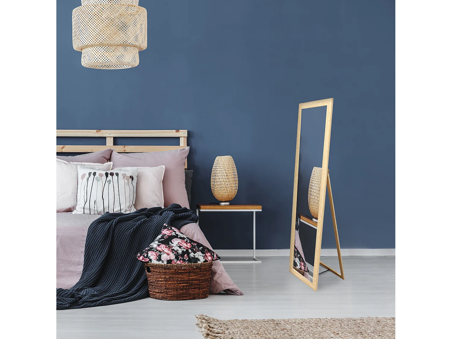 Miroir En Bois Sur Pied 39x150cm Marron