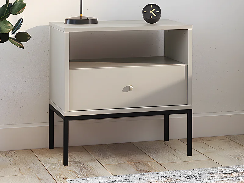 2er-Set Nachttische mit 1 Schublade & 1 Ablage - Beige - BOGDAN