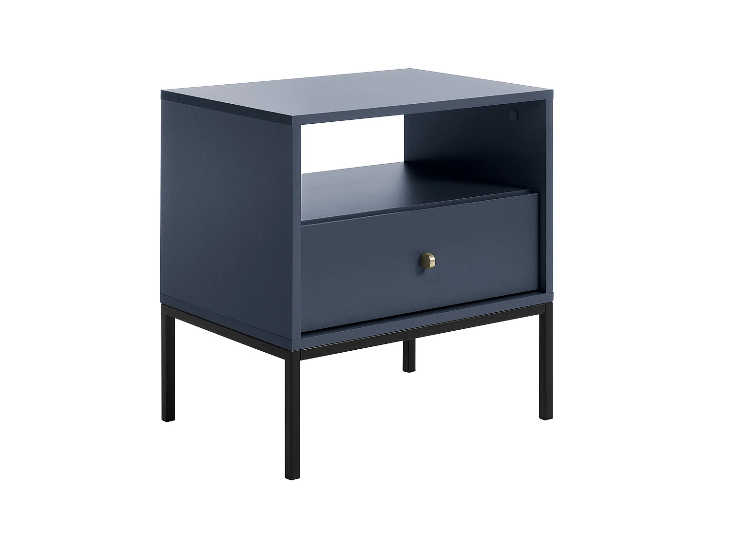 Sæt med 2 sengeborde - 1 skuffe og 1 niche - Blå - BOGDAN