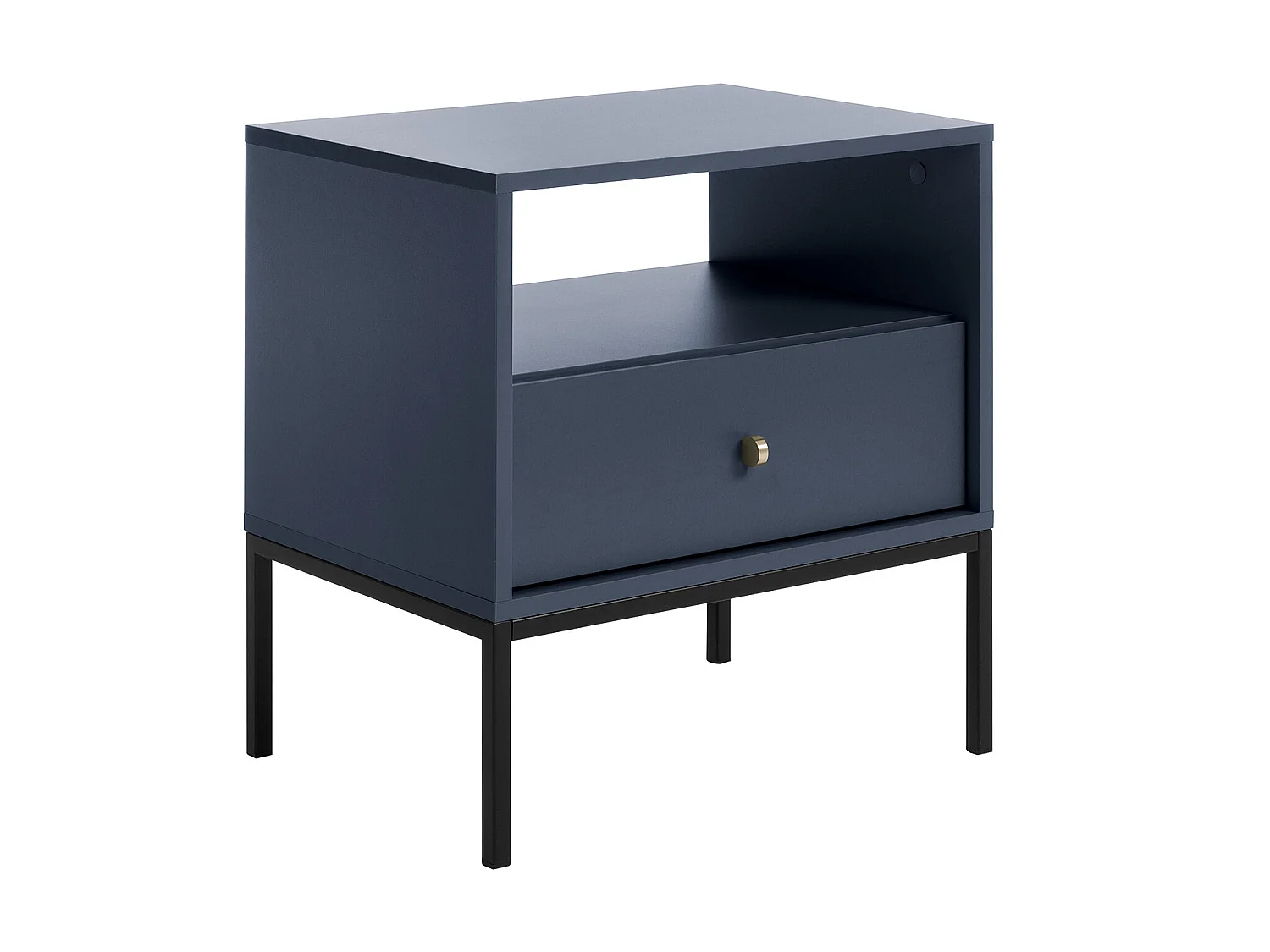 Lot de 2 tables de chevet - 1 tiroir et 1 niche - Bleu - BOGDAN