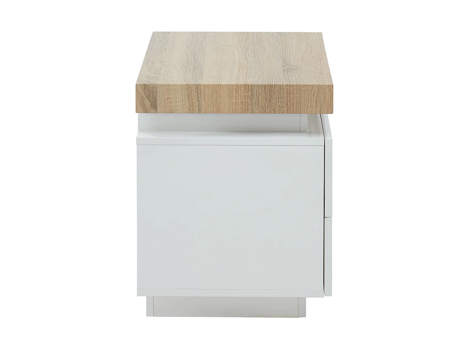 Lot de 2 tables de chevet - 2 tiroirs - MDF Laqué - Avec LEDs - Coloris : Blanc et chêne - HALO II