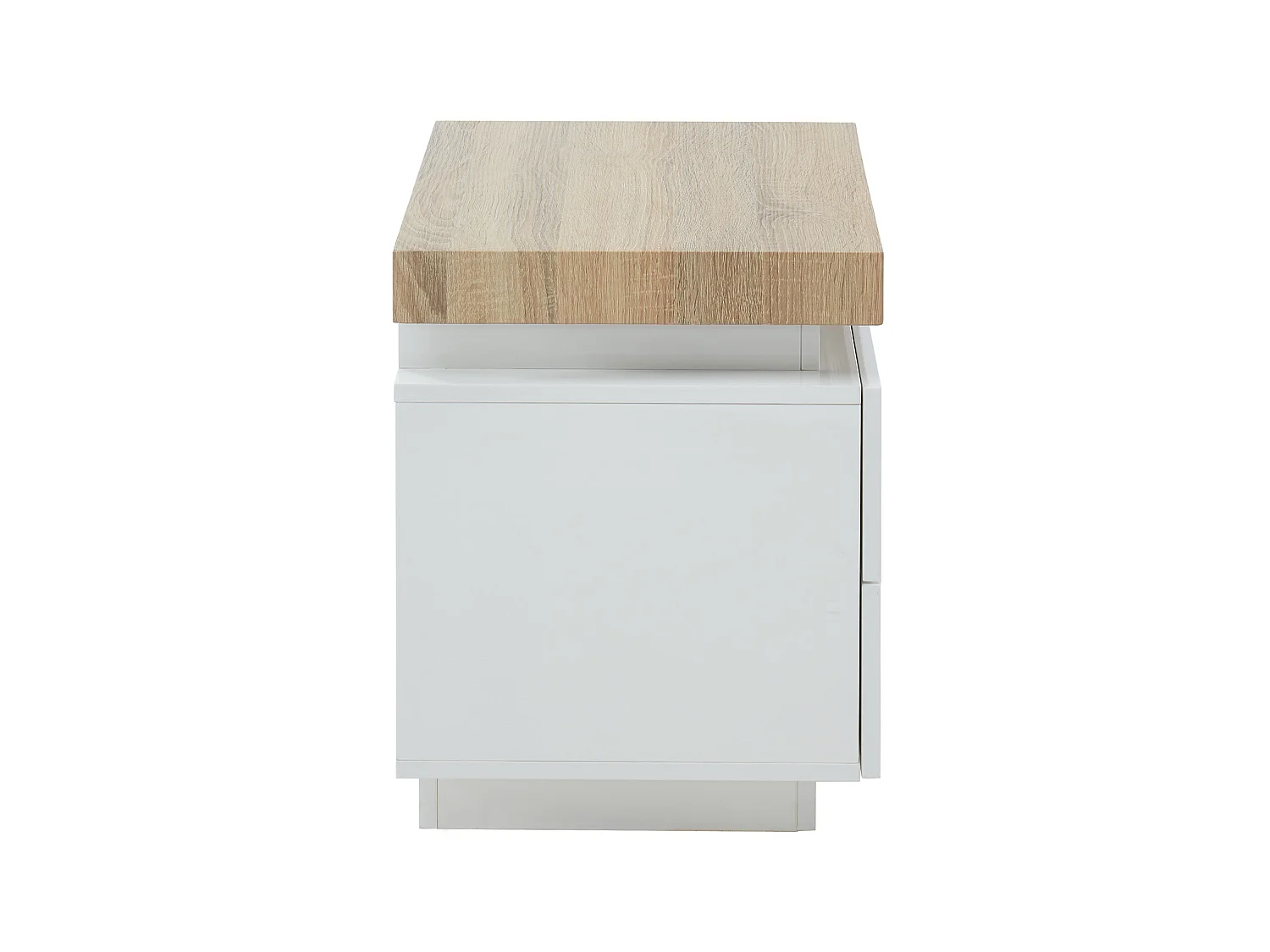 Sæt med 2 sengeborde med 2 skuffer i eg og hvidt lakeret MDF med LED-lys HALO