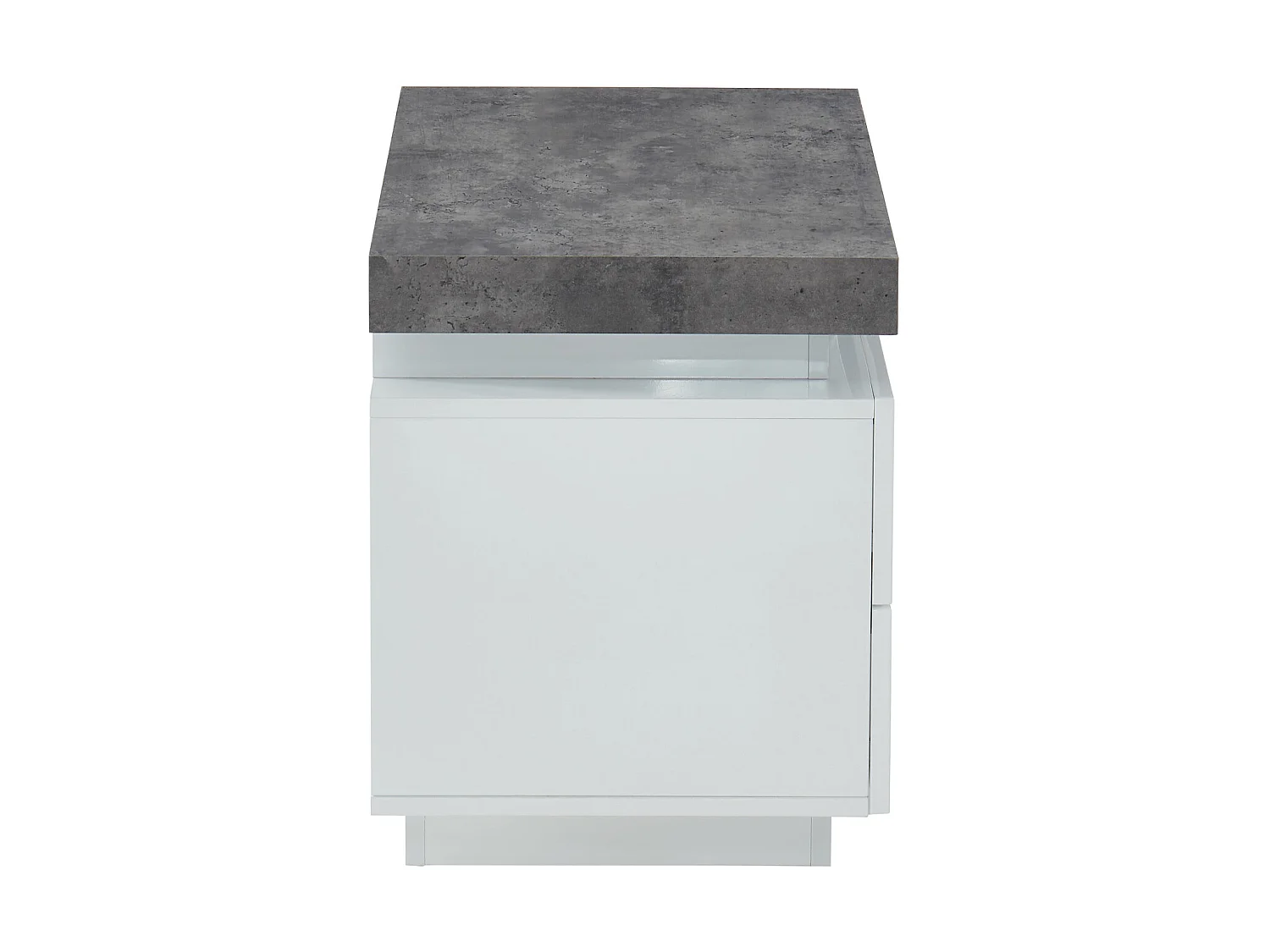 Comodino 2 cassetti Con LED MDF Laccato Bianco e Calcestruzzo - Lotto di 2 - HALO II