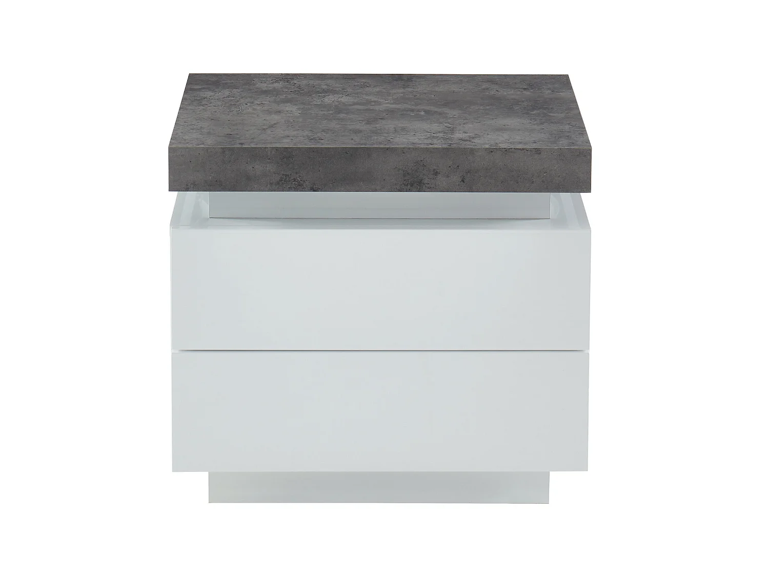 2 stk nattbord med 2 skuffer i MDF lakkert med LED, hvit og betong HALO II