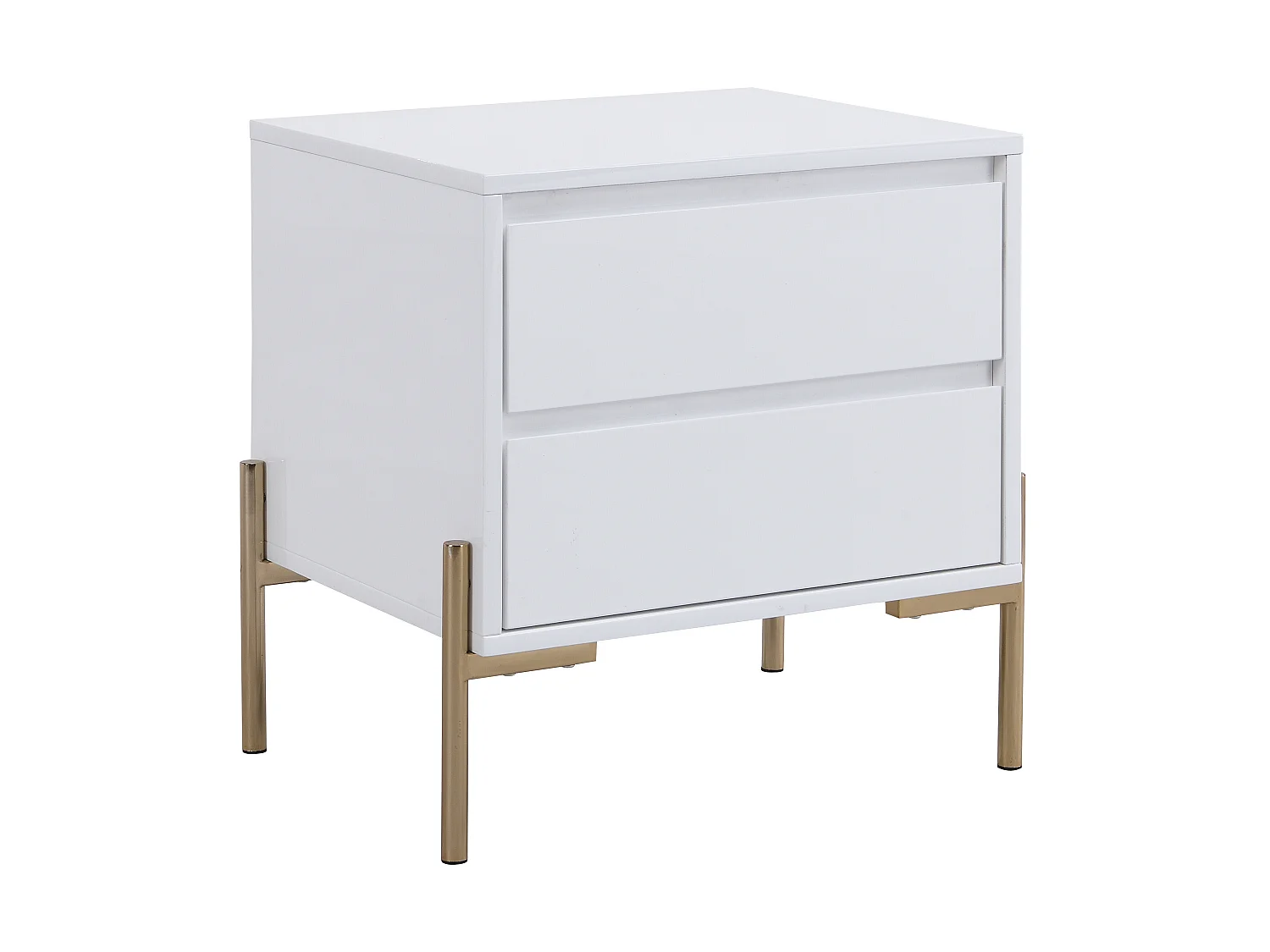 Set van 2 nachtkastjes met 2 lades - Mdf en metaal - Wit gelakt en goud - KORASA van Pascal Morabito