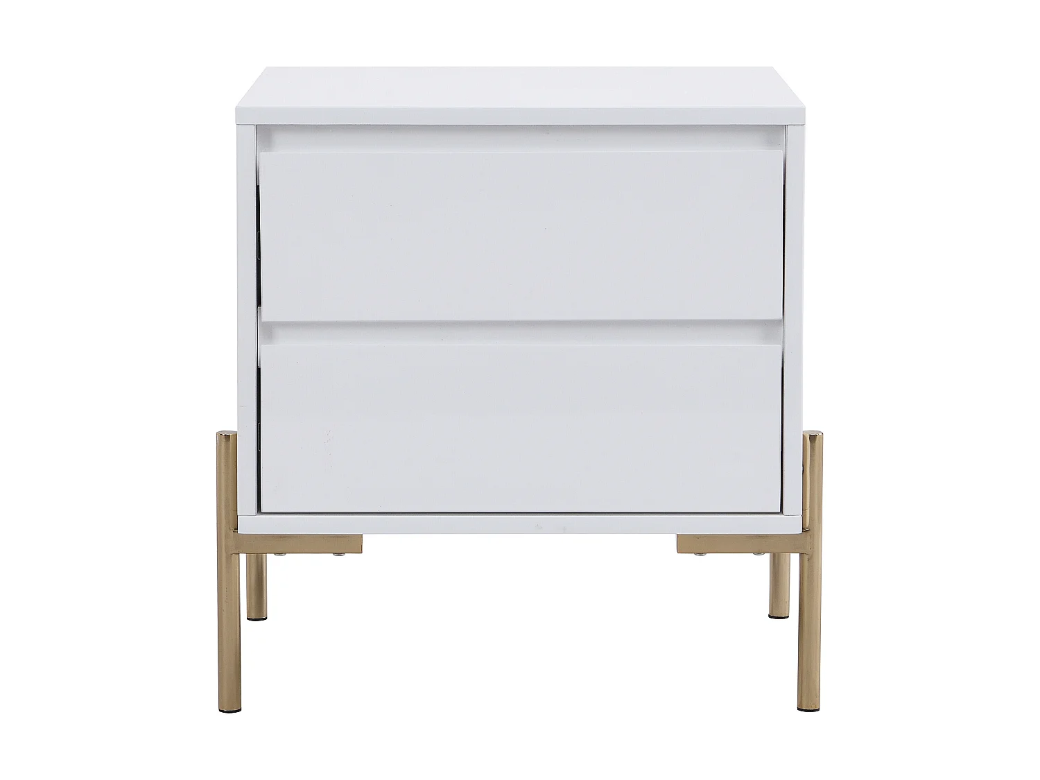 Set van 2 nachtkastjes met 2 lades - Mdf en metaal - Wit gelakt en goud - KORASA van Pascal Morabito
